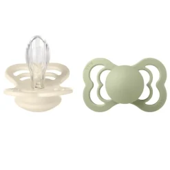 Bibs 2Pk Supreme Silikone Str.2, Ivory/Sage