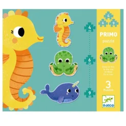 Djeco Primo Puslespil Havets Dyr 4, 6, 9 Brikker