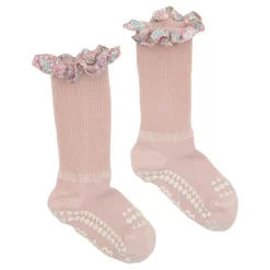 Gobabygo Bambus Non-Slip Sokker 6-12Mdr. - Soft Pink/Liberty