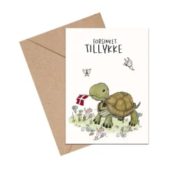 Mouse & Pen A6 Kort Forsinket Tillykke, Skildpadde
