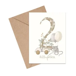 Mouse & Pen A6 Kort Tillykke Talkort - 2 Ar