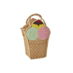 Rice Raffia Taske - Nature/Ice Cream