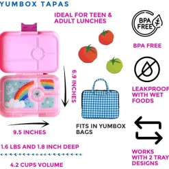 Yumbox Tapas 4 Rum, Pink/Rainbow
